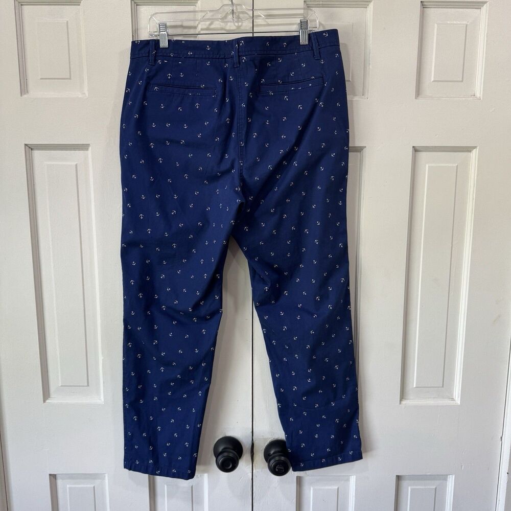 Talbot's Relaxed Chino Pant Size 12 Navy White Anchors Nautical Coastal PRISTINE - Picture 3 of 12